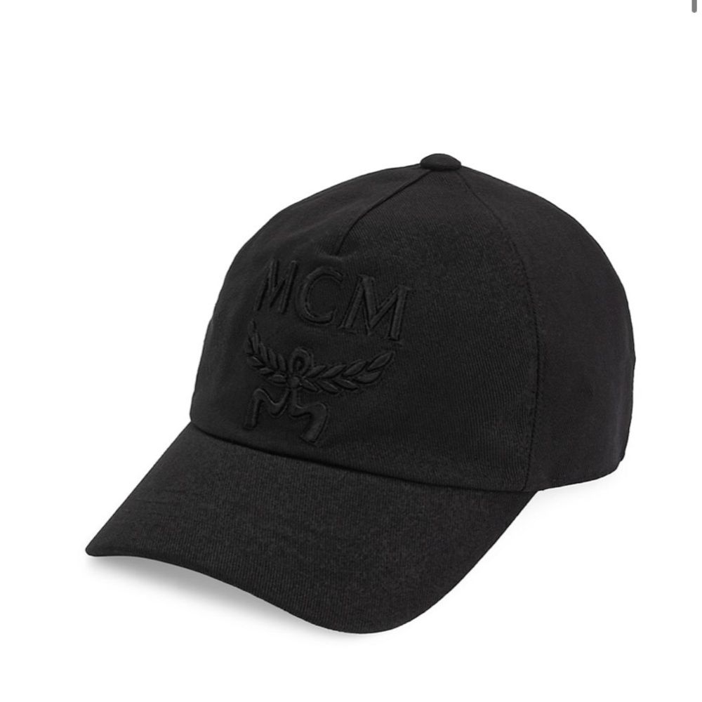 Mcm Embroidered Logo Baseball Cap, Black